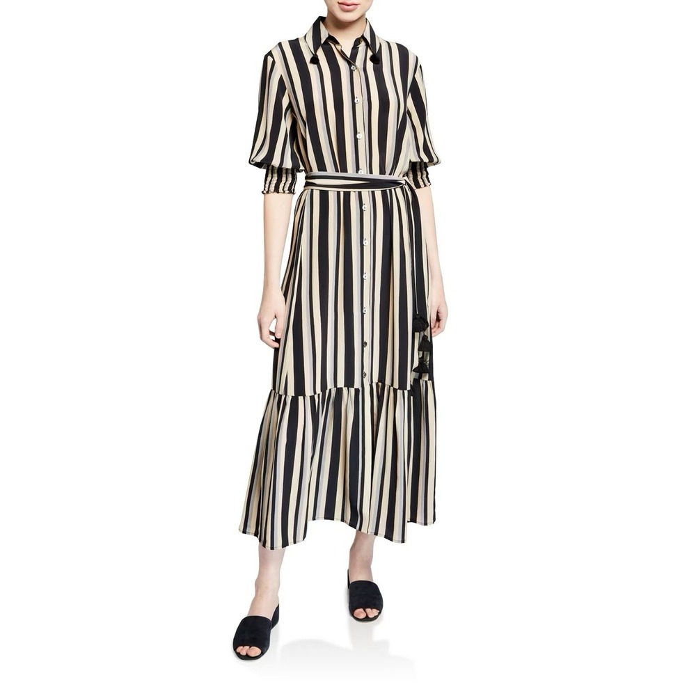 Figue Indiana Striped Shirtdress Midi Size Small Silk - Picture 1 of 8